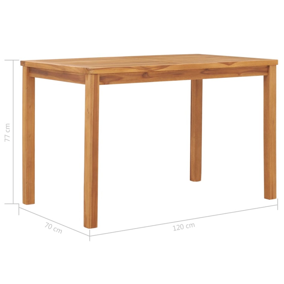 Mesa de comedor para jardín madera maciza de teca 120x70x77