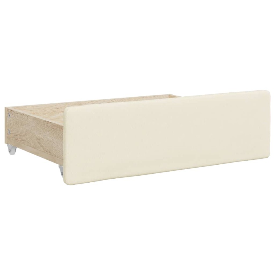 Sofá cama nido con cajones cuero sintético crema 90x200