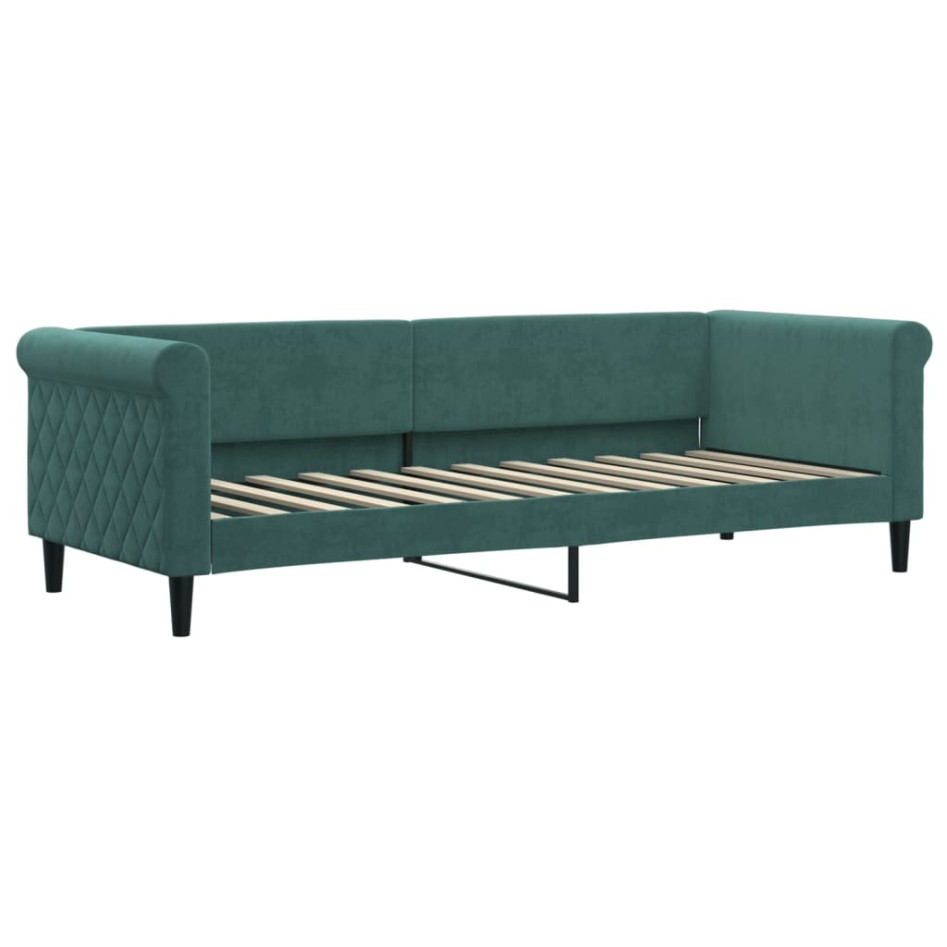 Sofá cama con colchón terciopelo verde oscuro 80x200
