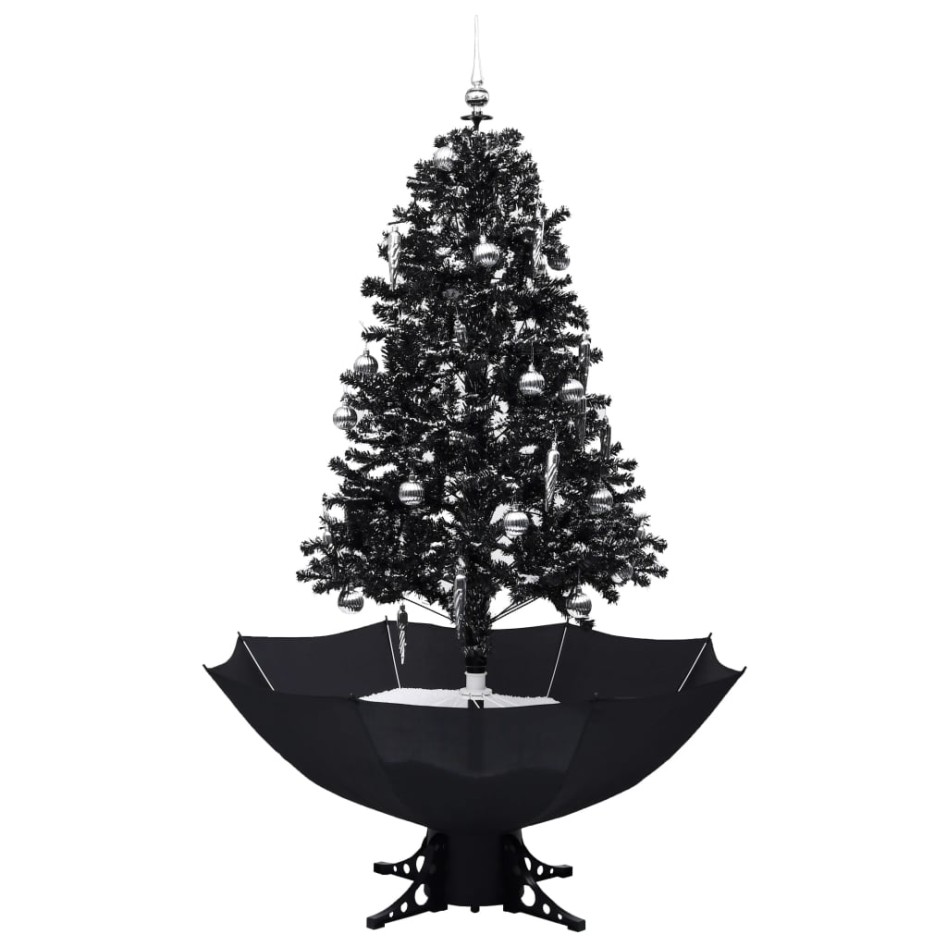 Árbol de Navidad con nieve y base de paraguas PVC negro 170