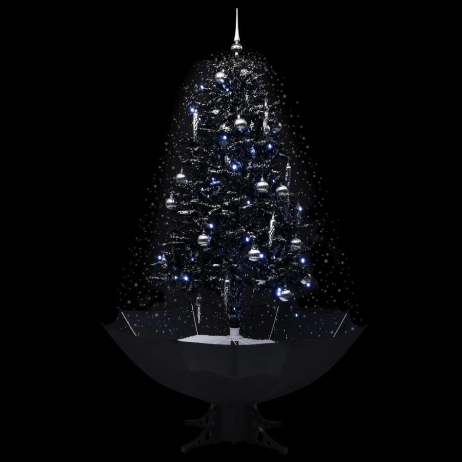 Árbol de Navidad con nieve y base de paraguas PVC negro 170