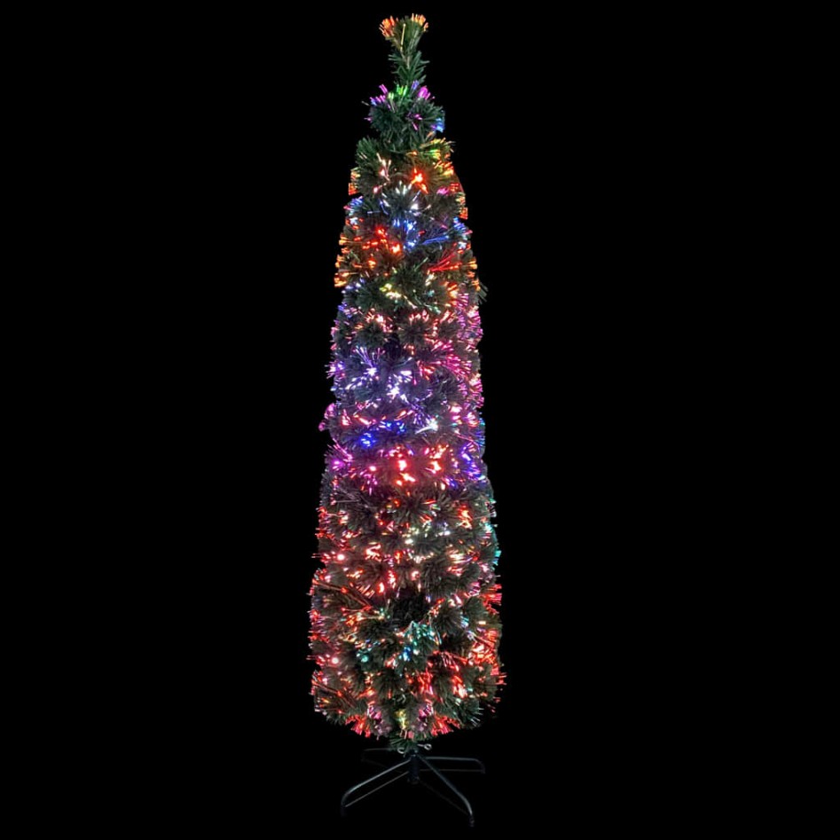 Árbol Navidad artificial estrecho soporte fibra óptica 240