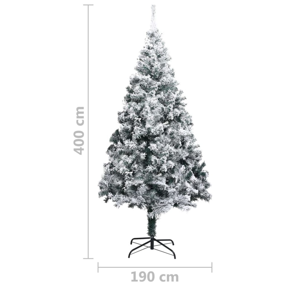Árbol de Navidad artificial PVC verde nieve flocado 400