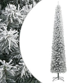 Árbol Navidad estrecho con soporte y nieve artificial PVC