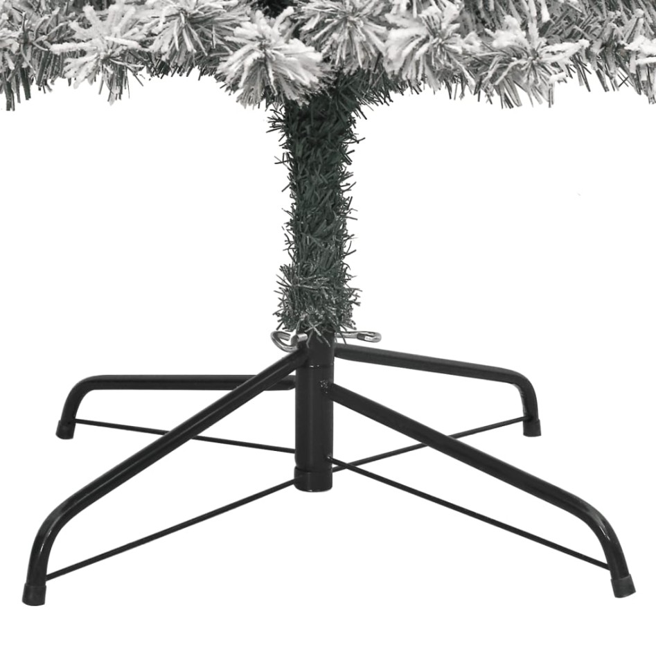 Árbol Navidad estrecho con soporte y nieve artificial PVC