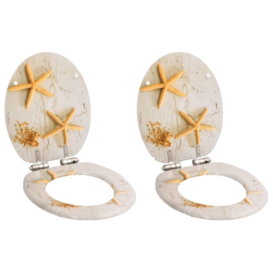 Asiento inodoro WC 2 uds tapa cierre suave MDF estrella de