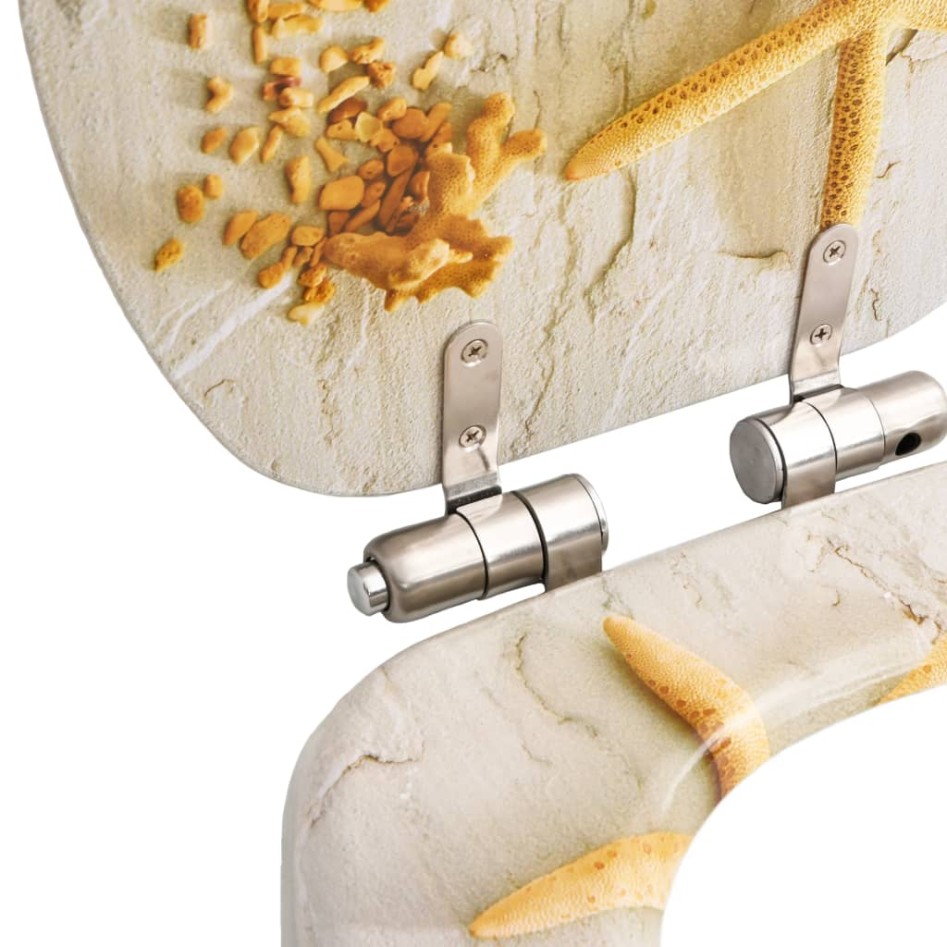 Asiento inodoro WC 2 uds tapa cierre suave MDF estrella de