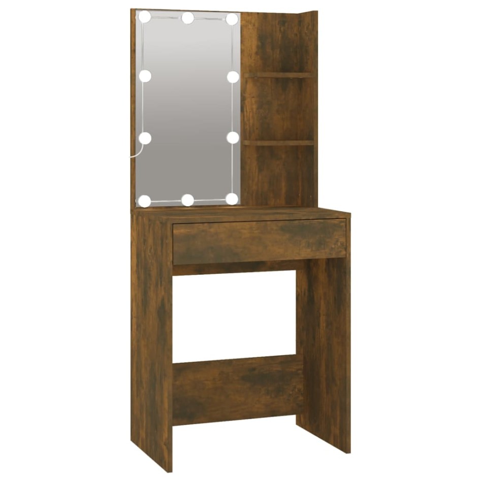 Tocador con LED y armario madera contrachapada roble