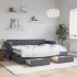 Sofá cama nido con cajones terciopelo gris oscuro 80x200