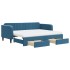 Sofá cama nido con cajones terciopelo azul 90x200