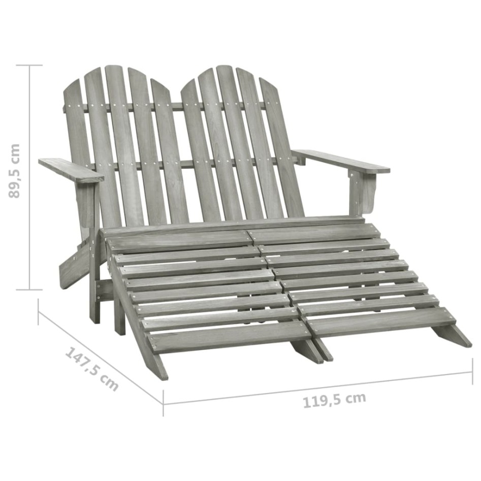 Silla Adirondack de jardín 2 plazas madera de abeto