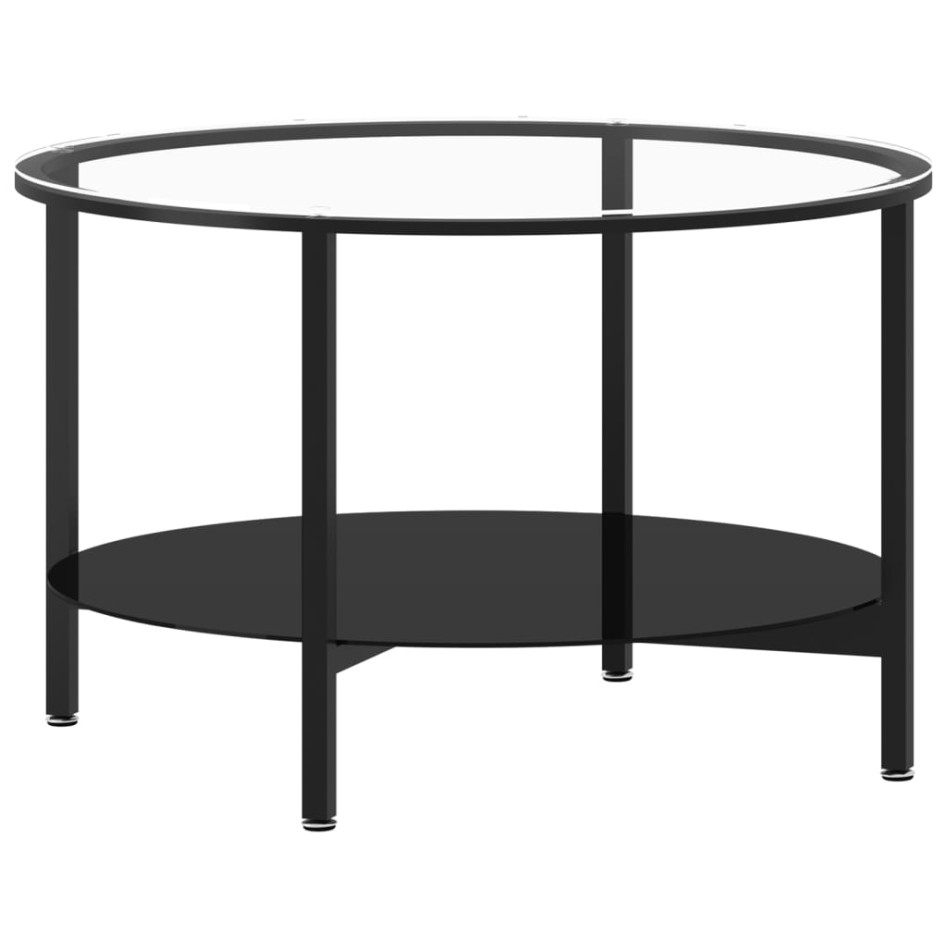 Mesa de centro vidrio templado negro y transparente 70