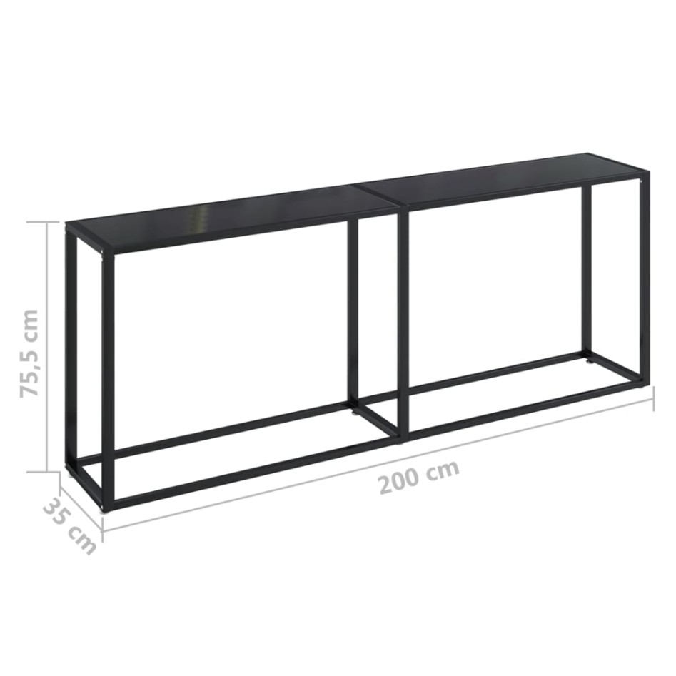 Mesa consola vidrio templado negro 200x35x75,5