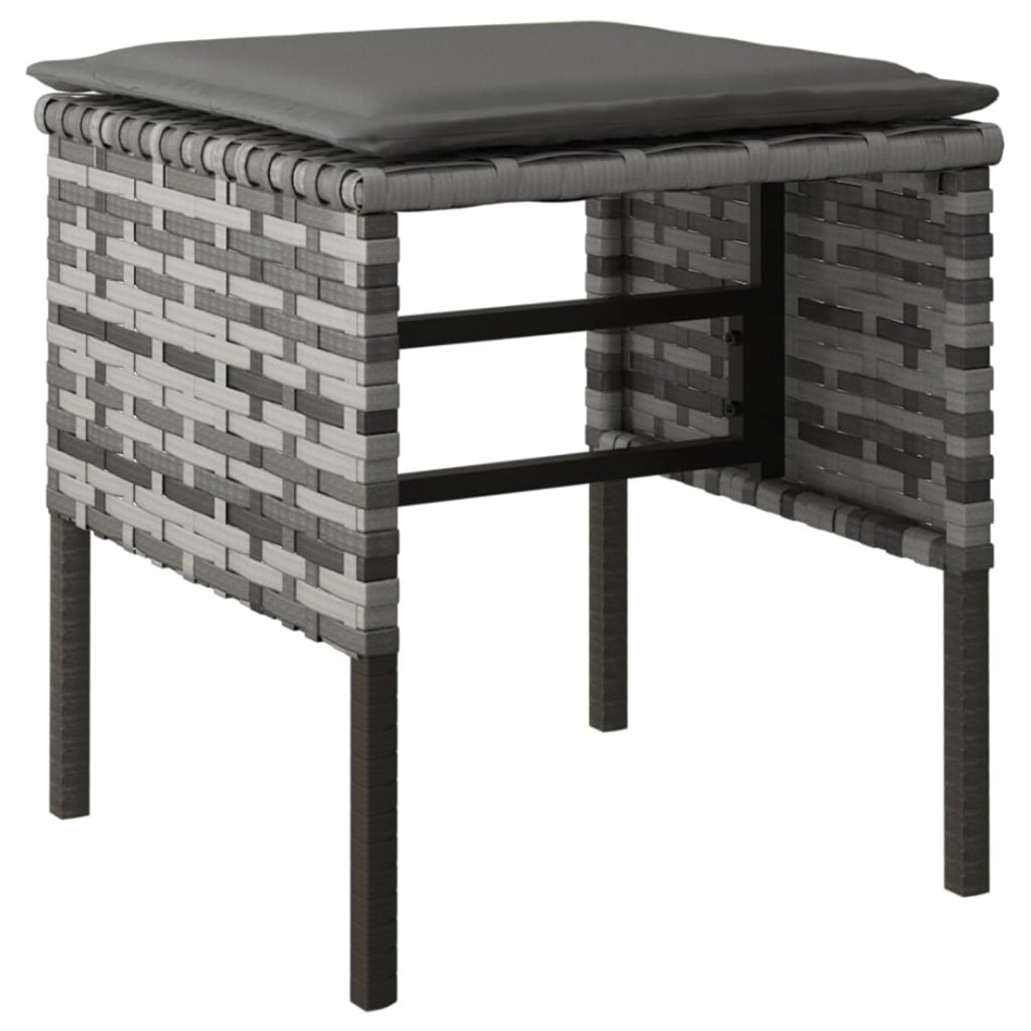 Taburetes de jardín 4 uds con cojines ratán sintético