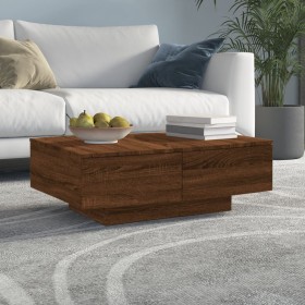 Mesa de centro madera contrachapada roble marrón 90x60x31