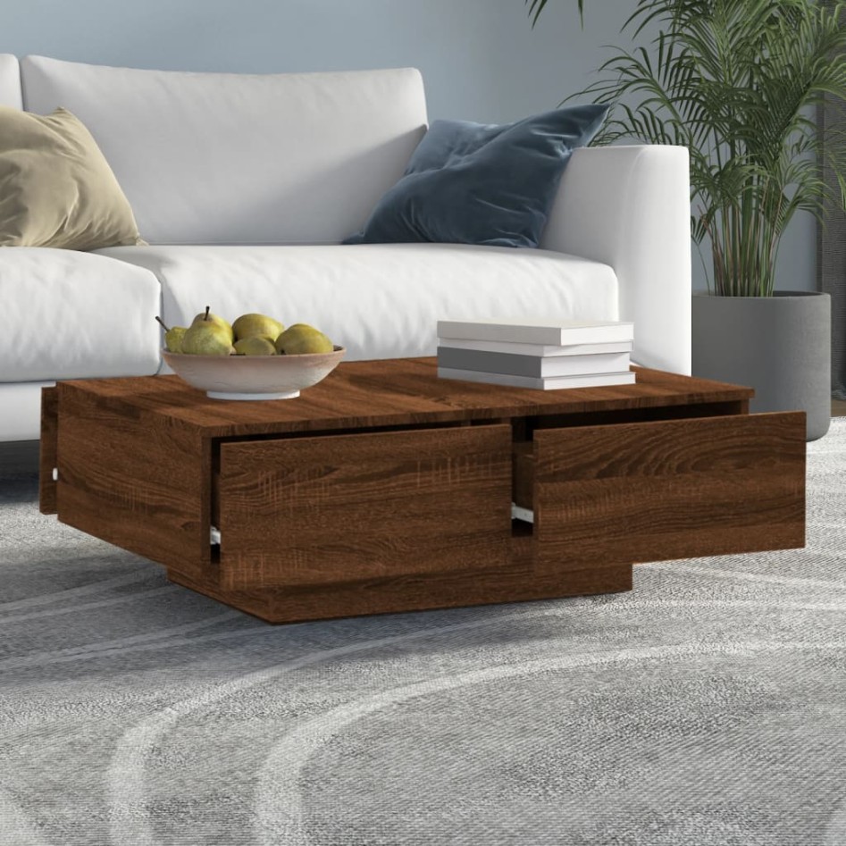 Mesa de centro madera contrachapada roble marrón 90x60x31