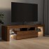 Mueble de TV con luces LED marrón roble 140x36,5x40