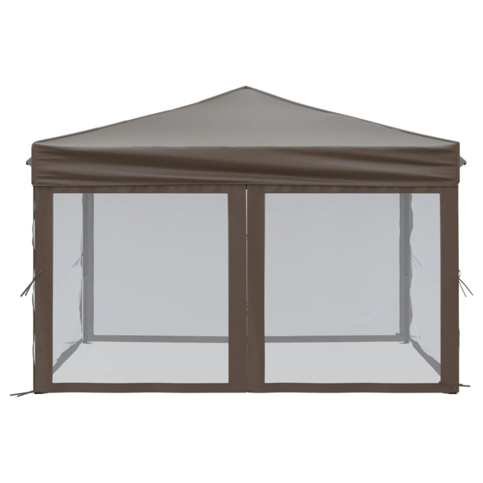 Carpa para fiestas plegable con paredes gris taupé 3x3