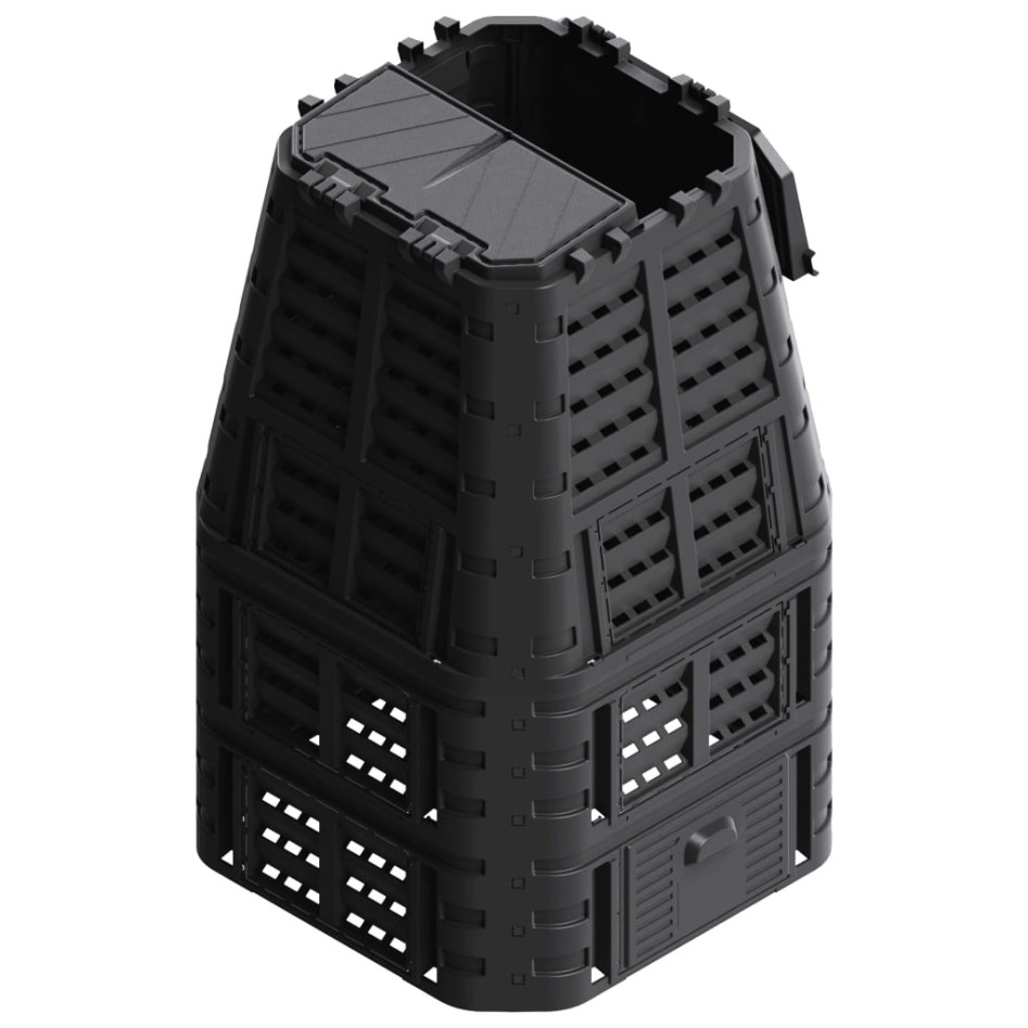 Compostador de jardín negro 93,3x93,3x146 cm 1000