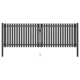 Puerta de valla del jardín de acero gris antracita 4x1,5