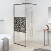 Mampara ducha vidrio esmerilado diseño piedras negro 90x195 cm