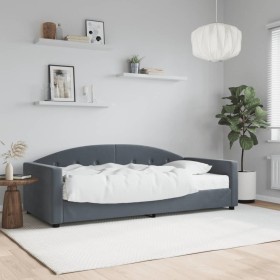Sofá cama con colchón terciopelo gris oscuro 90x190