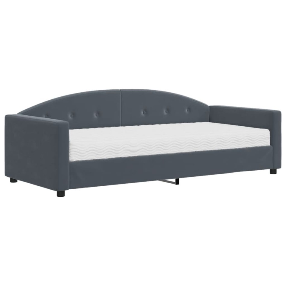 Sofá cama con colchón terciopelo gris oscuro 90x190