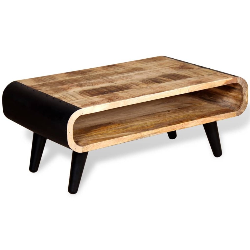 Mesa de centro de madera de mango rugosa 90x55x39