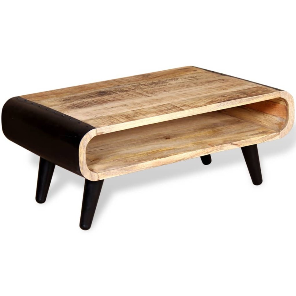 Mesa de centro de madera de mango rugosa 90x55x39
