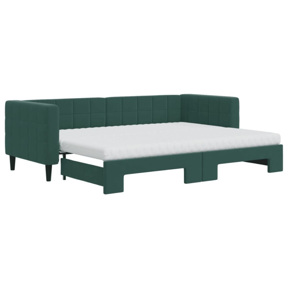 Sofá cama nido con colchón terciopelo verde oscuro 80x200
