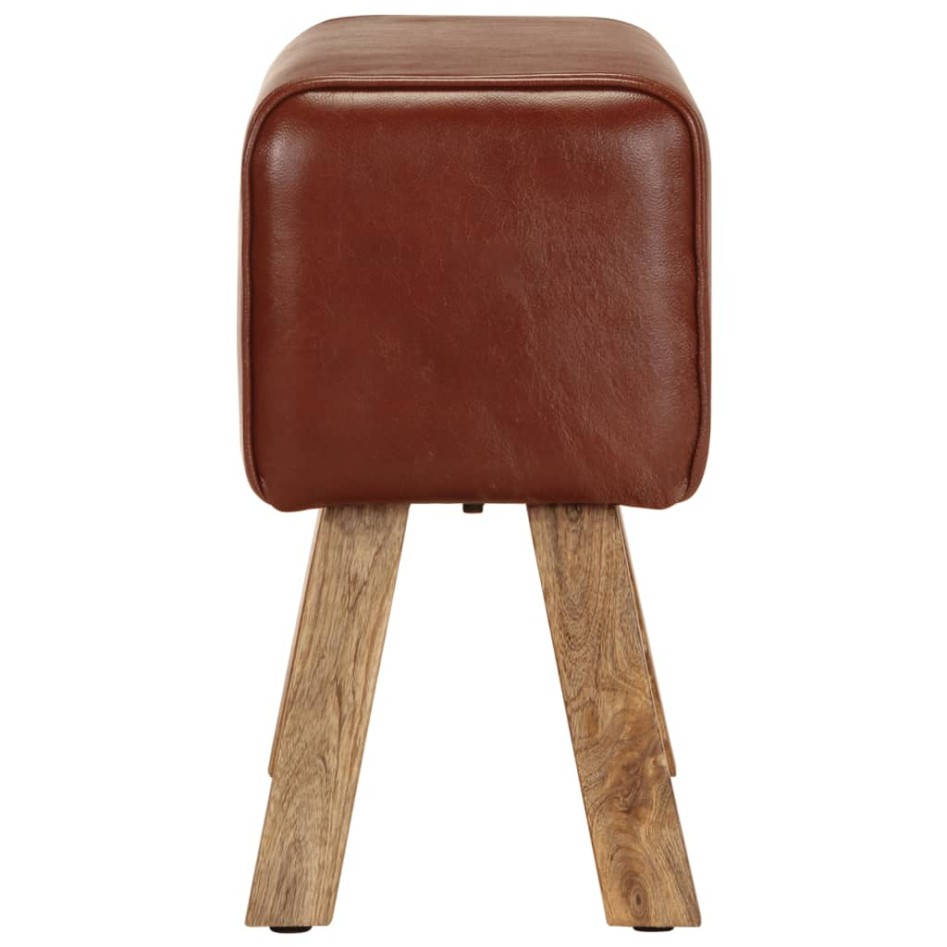 Banco potro gimnasio cuero auténtico madera mango marrón 58
