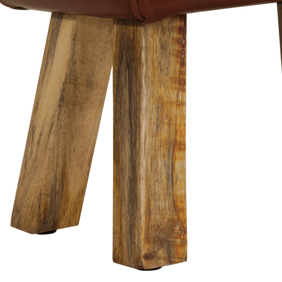 Banco potro gimnasio cuero auténtico madera mango marrón 38