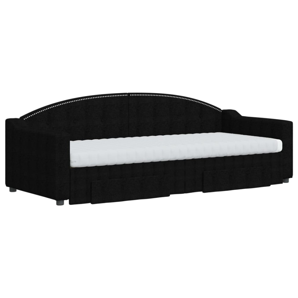 Sofá cama nido con cajones tela negro 80x200