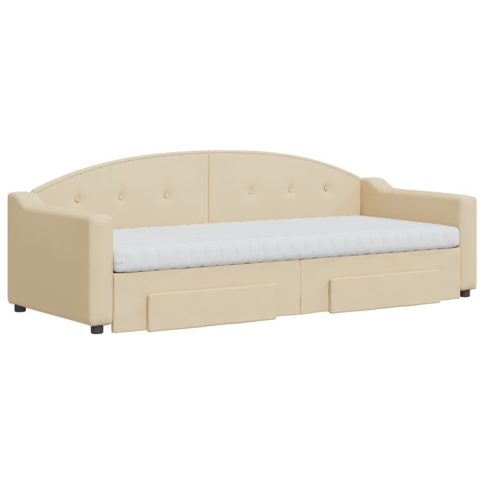 Sofá cama nido con cajones tela color crema 80x200