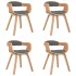 Silla de comedor 4 uds madera curvada y tela gris