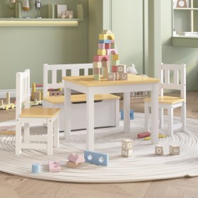 Mesa y sillas infantiles 4 piezas MDF blanco y