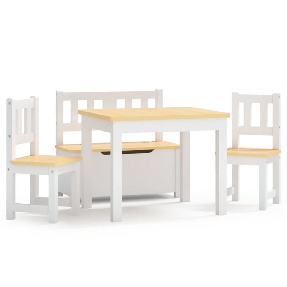 Mesa y sillas infantiles 4 piezas MDF blanco y