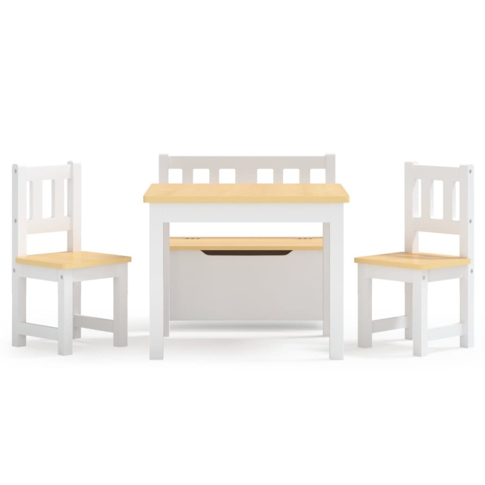 Mesa y sillas infantiles 4 piezas MDF blanco y