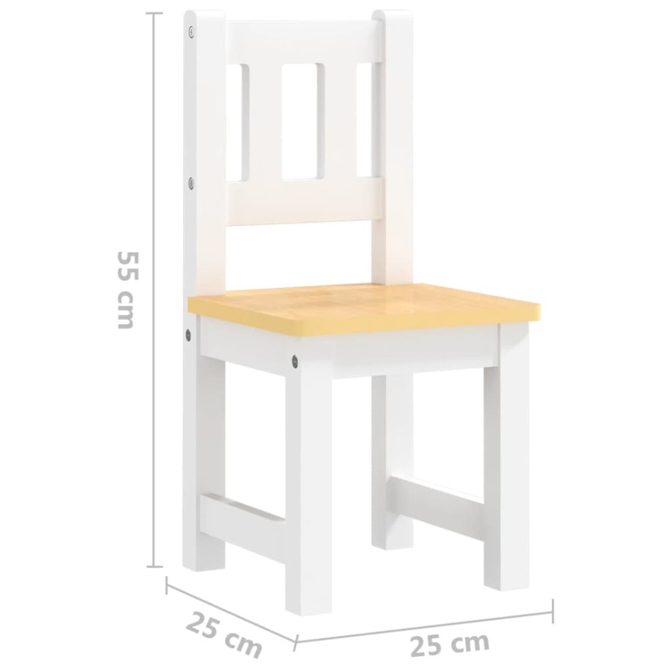 Mesa y sillas infantiles 4 piezas MDF blanco y