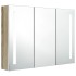 Armario de baño con espejo LED blanco y roble 89x14x62