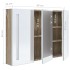 Armario de baño con espejo LED blanco y roble 89x14x62