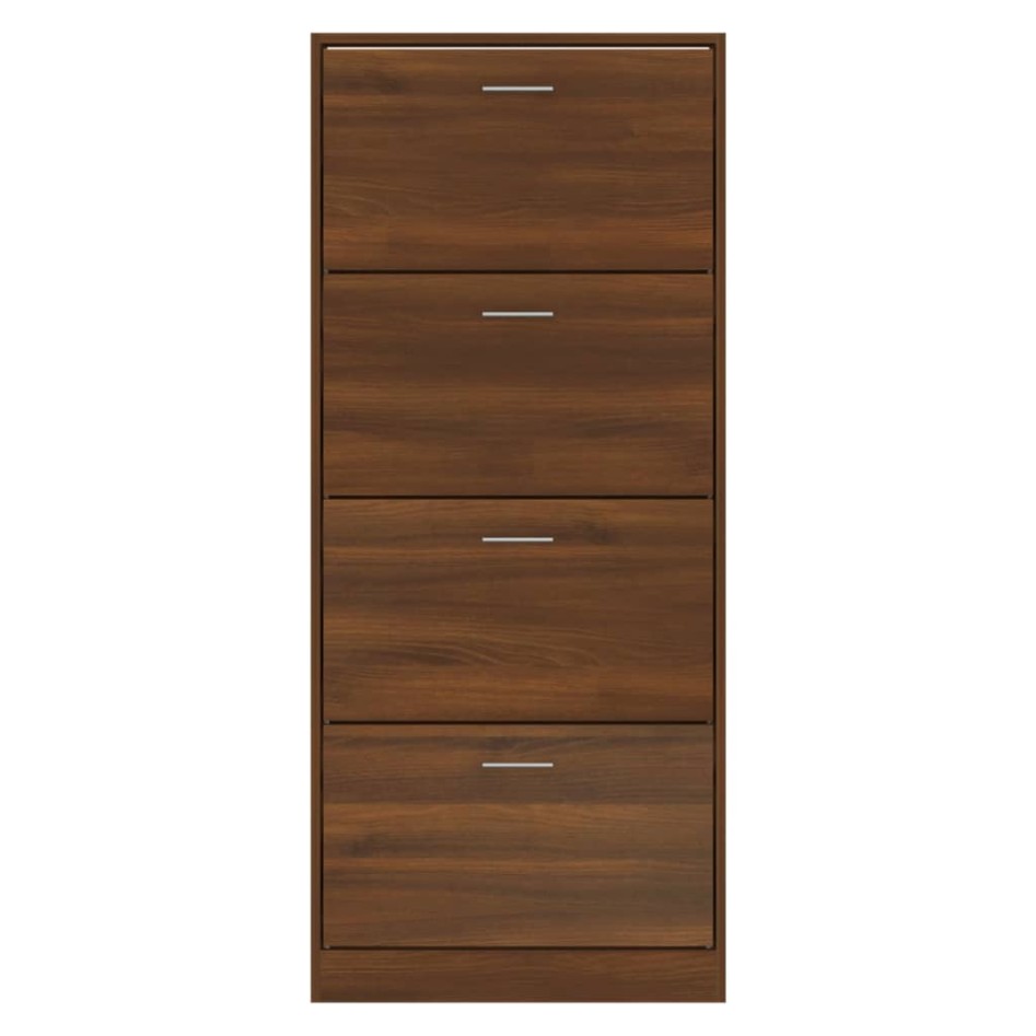 Mueble zapatero contrachapada color marrón roble 63x24x147