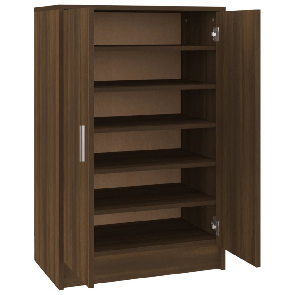 Mueble zapatero madera contrachapada roble marrón 60x35x92
