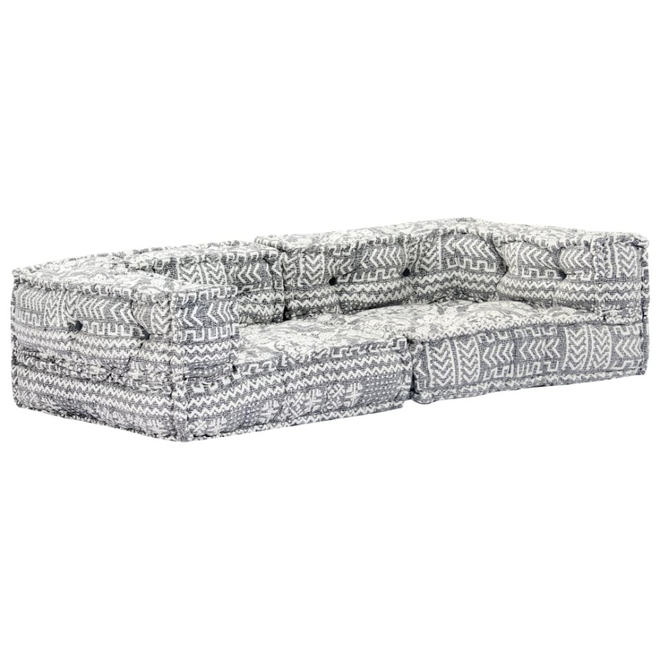 Puf modular de 2 plazas tela gris