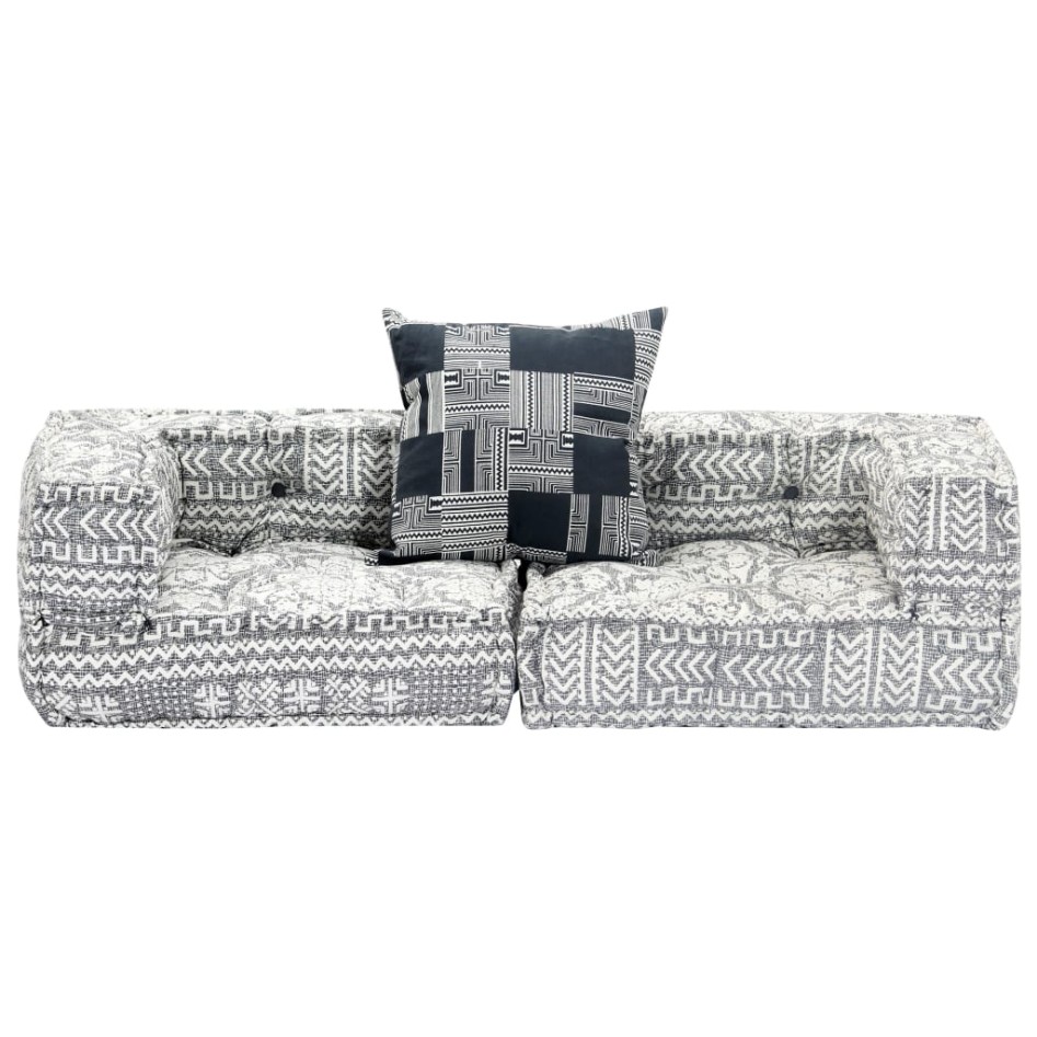 Puf modular de 2 plazas tela gris