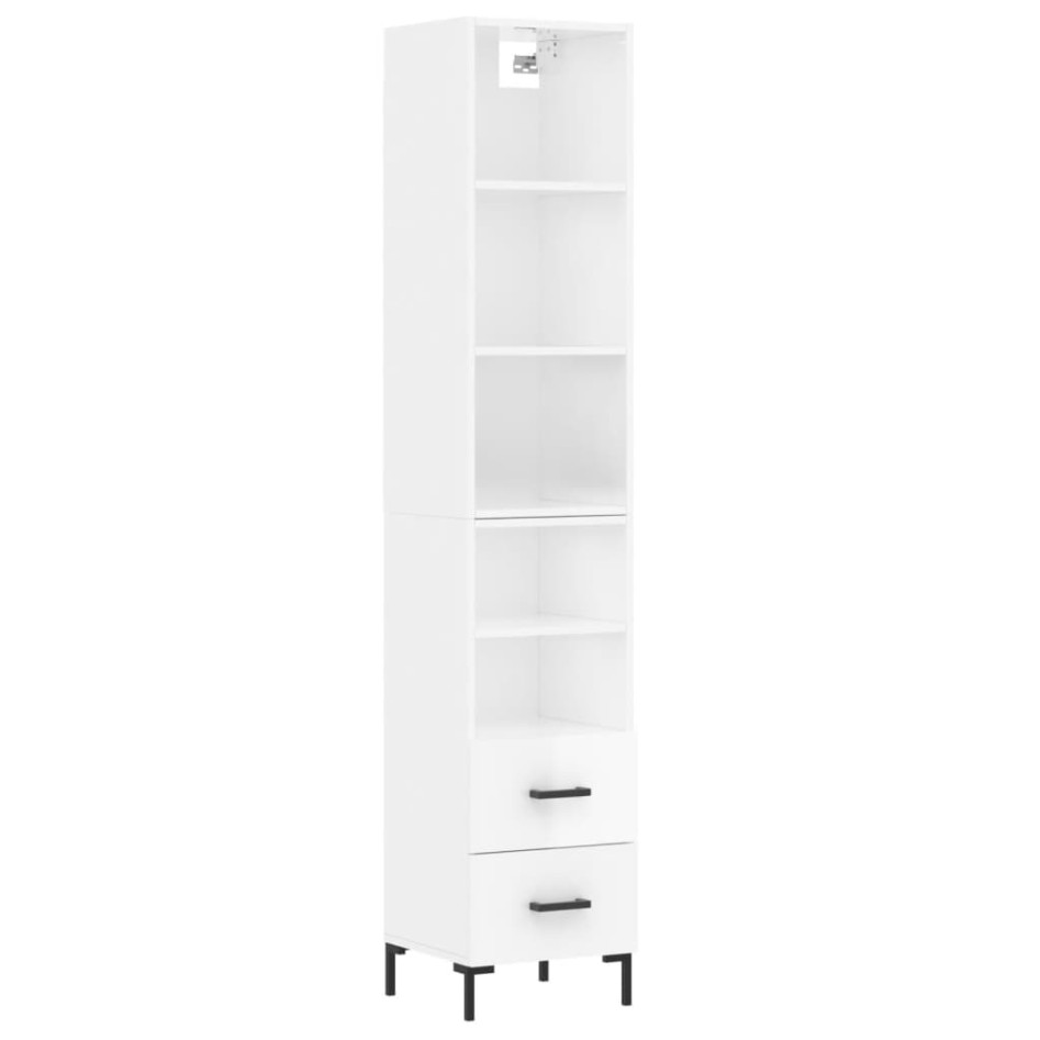 Aparador alto madera contrachapada blanco brillo 34,5x34x180