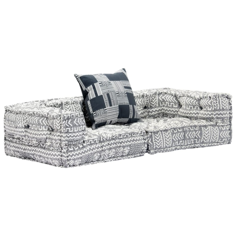 Puf modular de 2 plazas tela gris