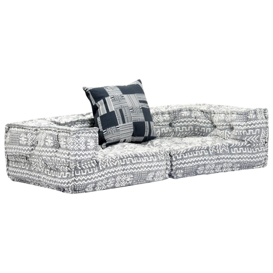 Puf modular de 2 plazas tela gris