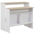 Mesa alta de bar con 2 tableros blanco y roble 130x40x120