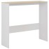 Mesa alta de bar con 2 tableros blanco y roble 130x40x120